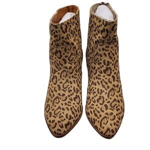 Lucky Brand Wafael Leopard Print Suede Wedge Heeled Booties Womens Size 7.5M NEW